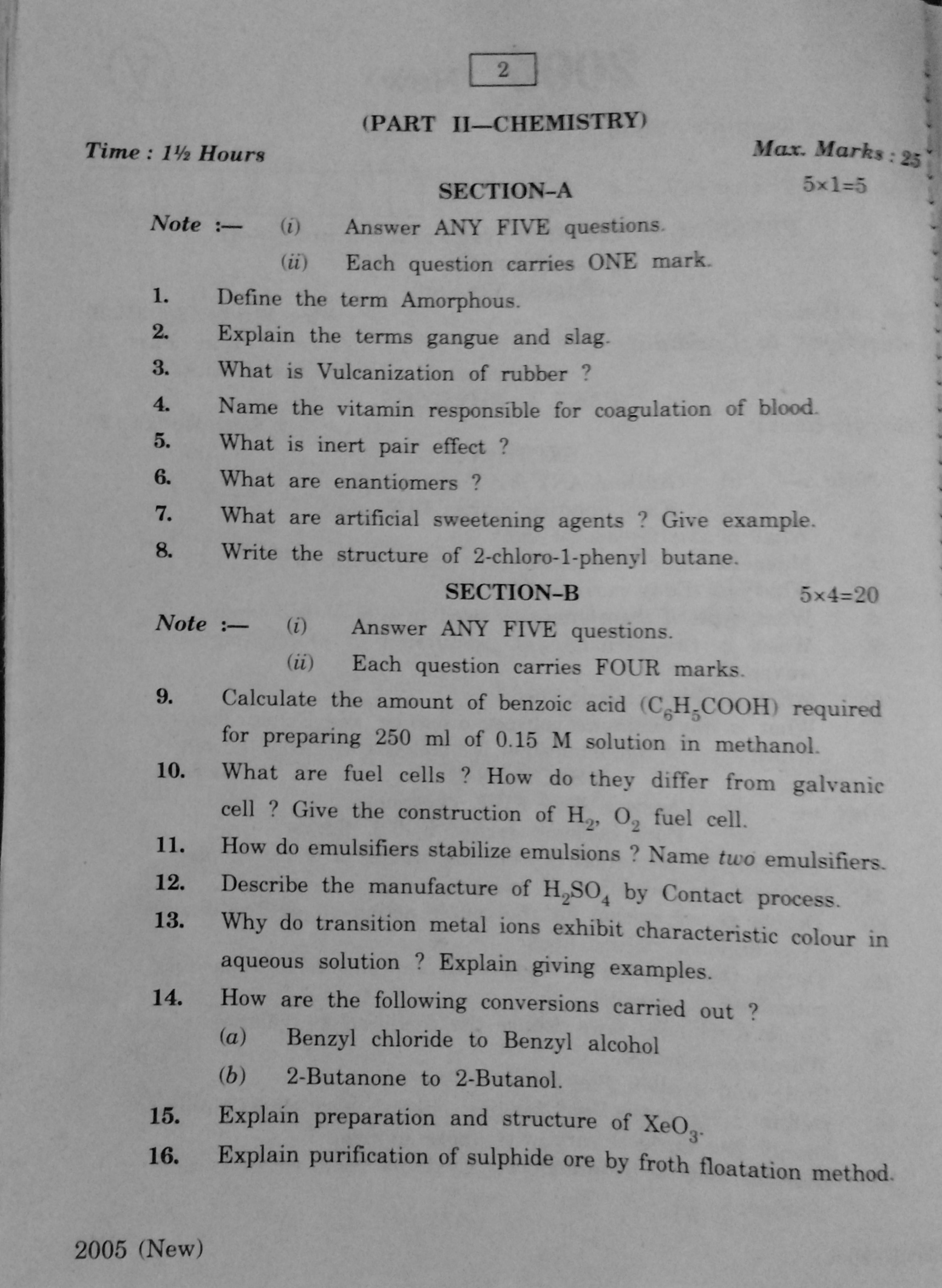 AP Inter 2nd Year Physical Sciences Physics Chemistry-II March-2020-Vocational Question Paper - Page 2