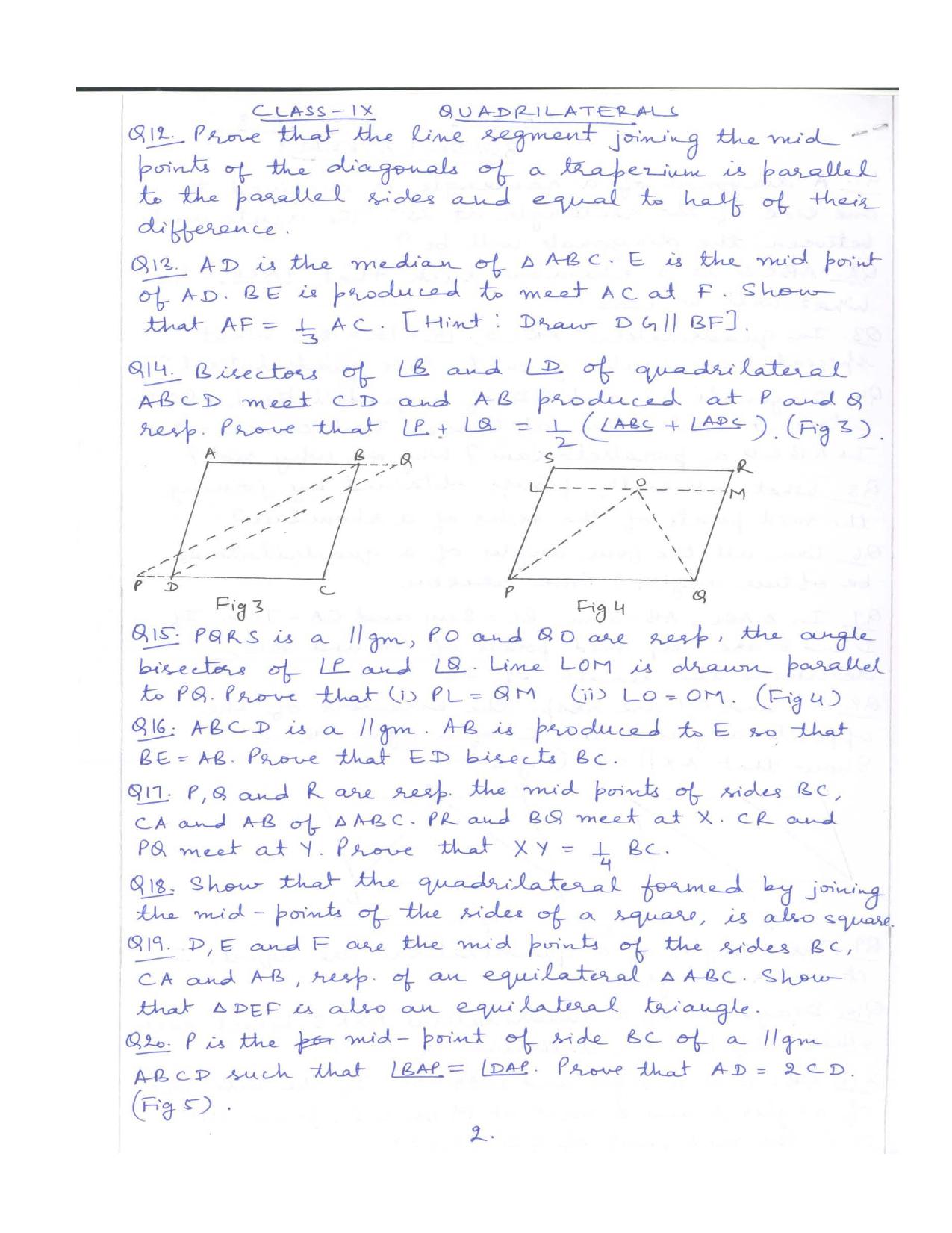 CBSE Worksheets for Class 9 Mathematics Quadrilaterals Assignment 1 - Page 2