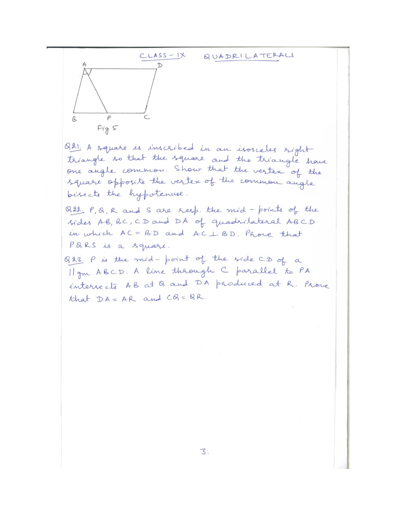 CBSE Worksheets for Class 9 Mathematics Quadrilaterals Assignment 1 - Page 3