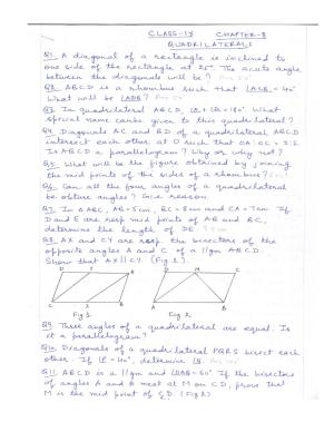 CBSE Worksheets for Class 9 Mathematics Quadrilaterals Assignment 1