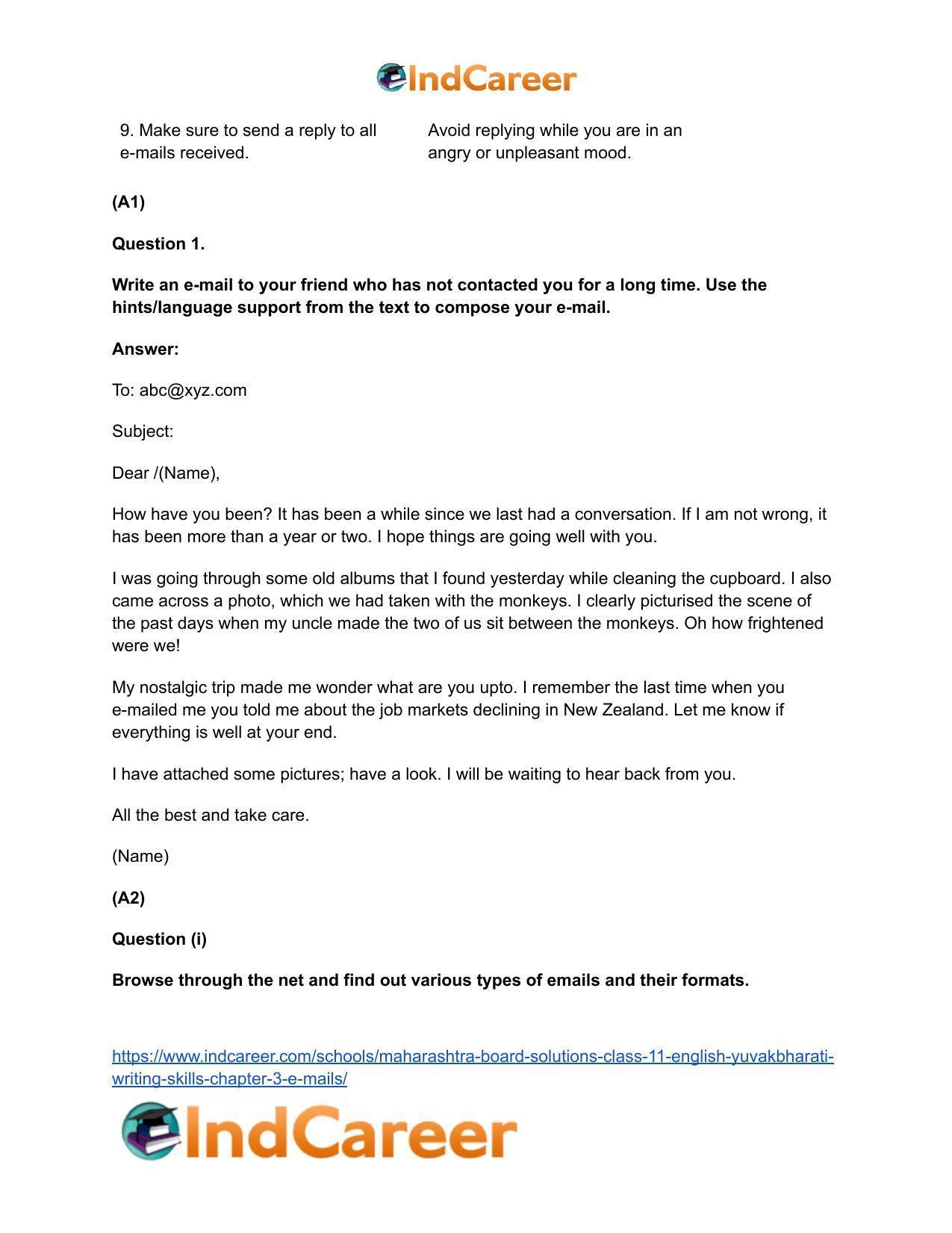 Maharashtra Board Solutions Class 11-English Yuvakbharati (Writing Skills): Chapter 3- E-mails - Page 4