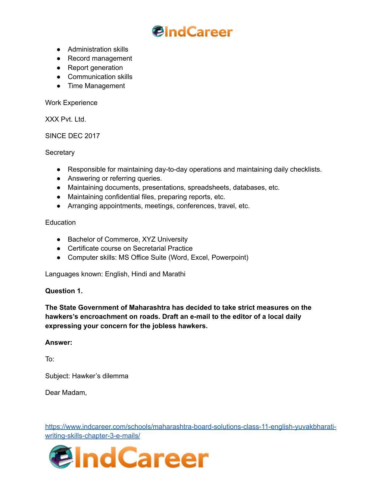 Maharashtra Board Solutions Class 11-English Yuvakbharati (Writing Skills): Chapter 3- E-mails - Page 6