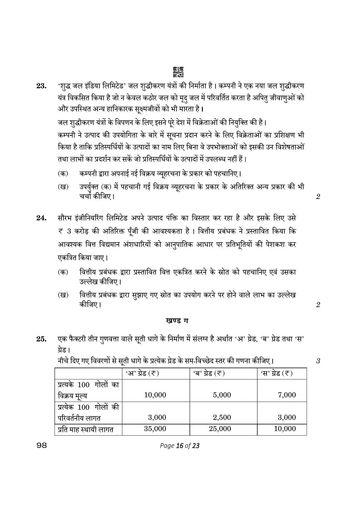 CBSE Class 12 Entrepreneurship (Compartment) 2023 Question Paper - Page 16