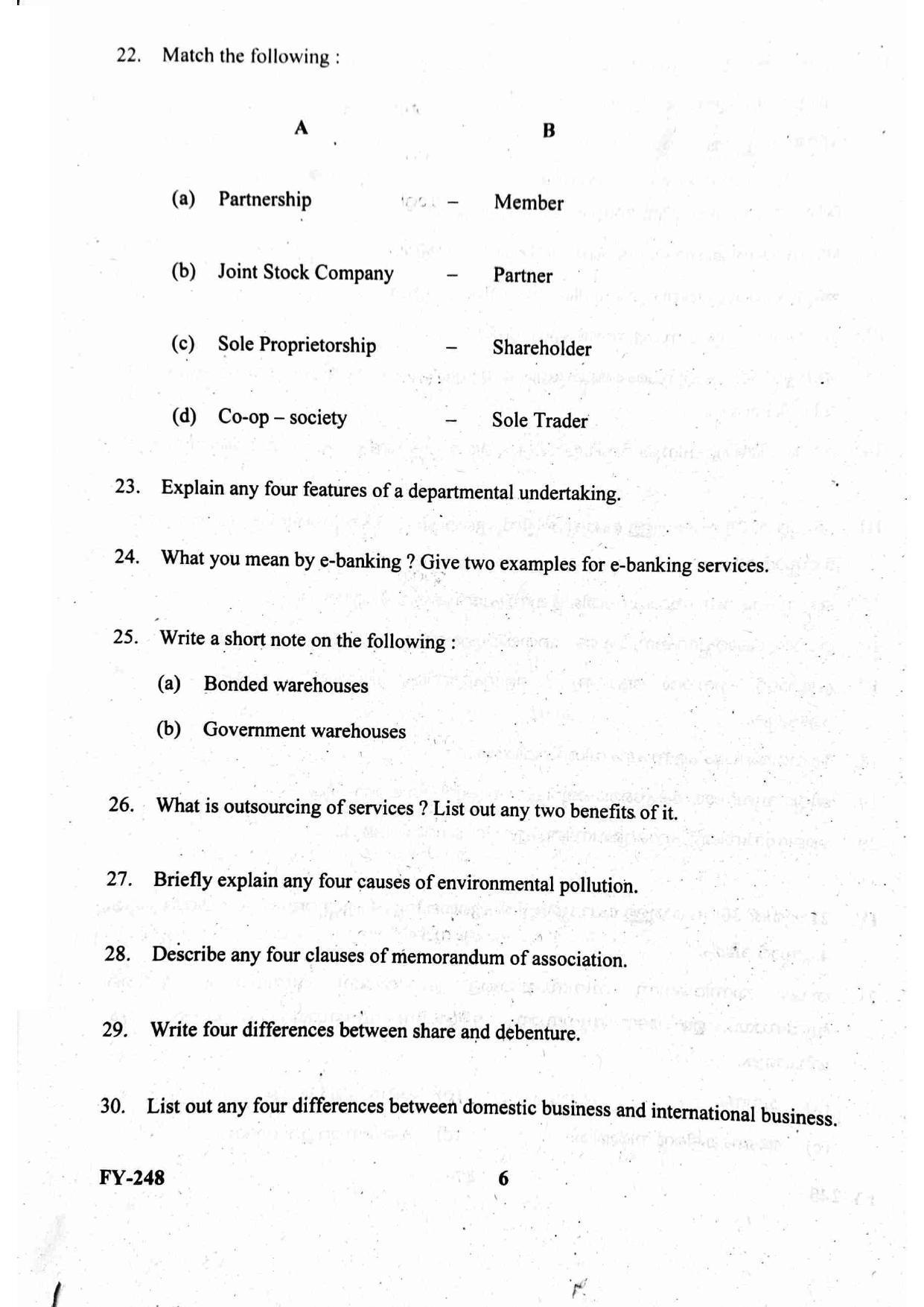 Kerala Plus One 2021 Business Studies Question Papers (Annual) - Page 6