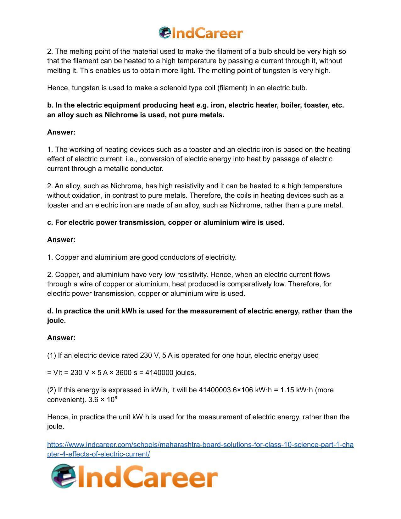 Maharashtra Board Solutions for Class 10- Science (Part 1): Chapter 4- Effects of Electric Current - Page 8