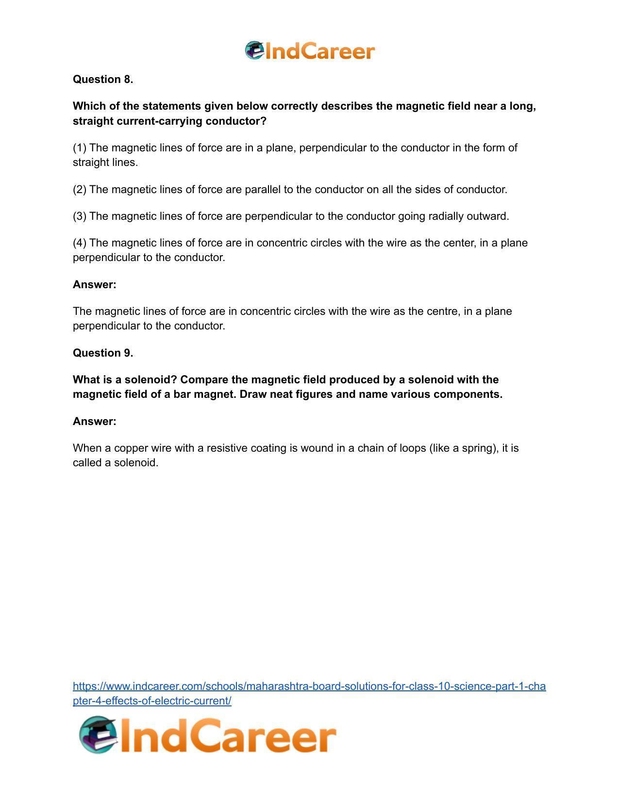 Maharashtra Board Solutions for Class 10- Science (Part 1): Chapter 4- Effects of Electric Current - Page 9