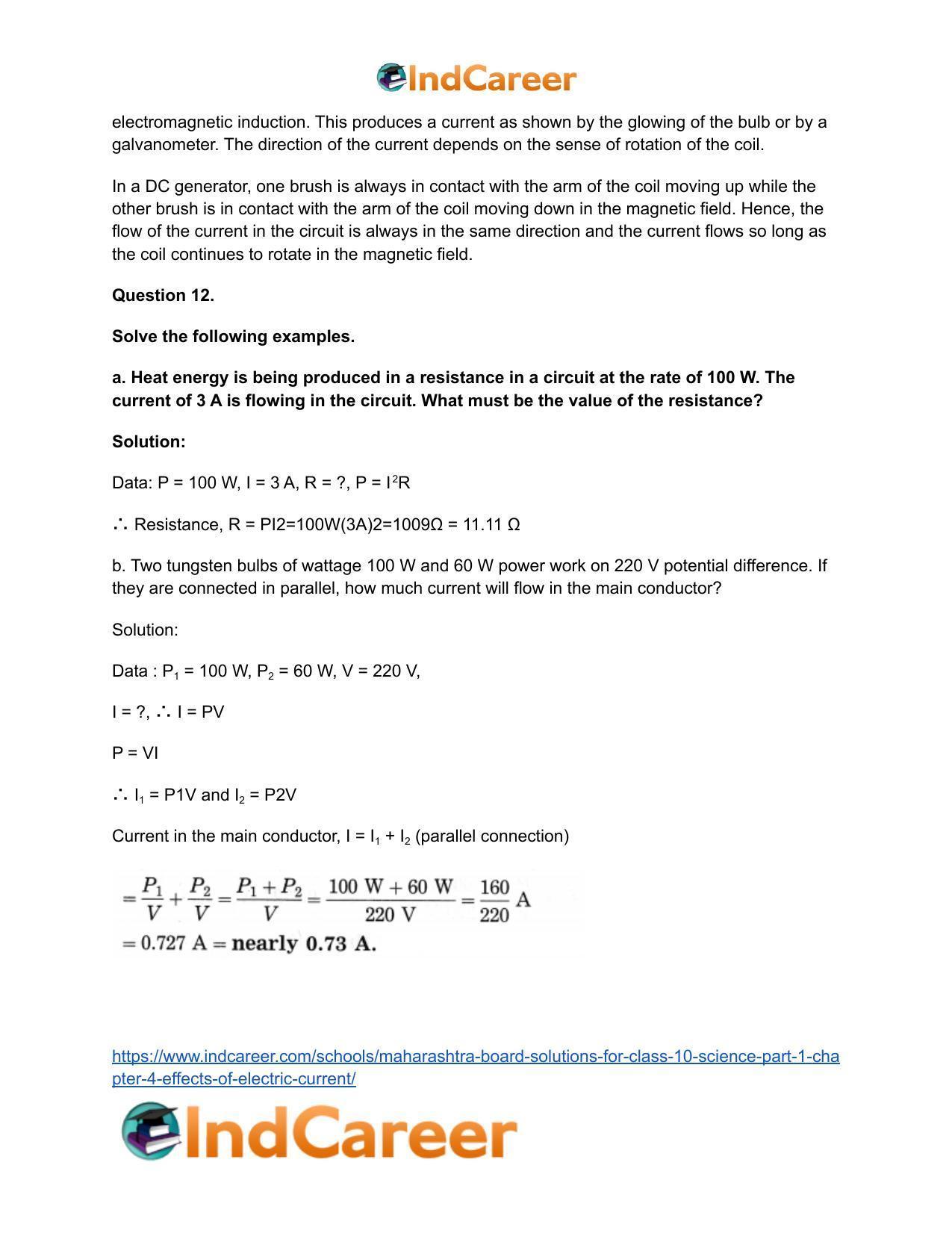 Maharashtra Board Solutions for Class 10- Science (Part 1): Chapter 4- Effects of Electric Current - Page 15