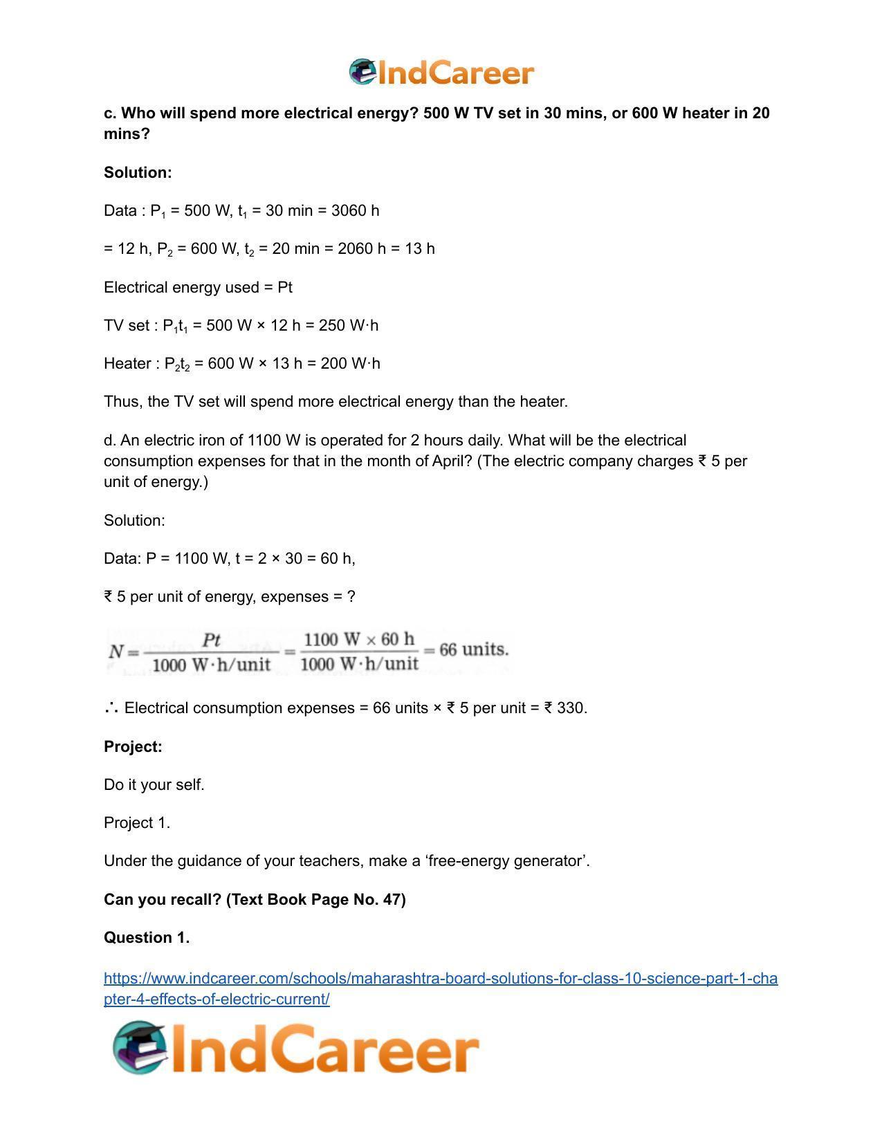 Maharashtra Board Solutions for Class 10- Science (Part 1): Chapter 4- Effects of Electric Current - Page 16