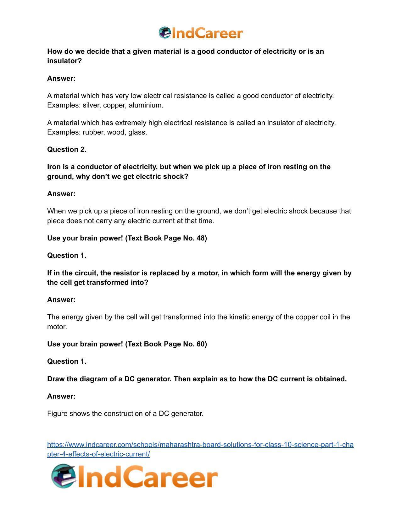 Maharashtra Board Solutions for Class 10- Science (Part 1): Chapter 4- Effects of Electric Current - Page 17