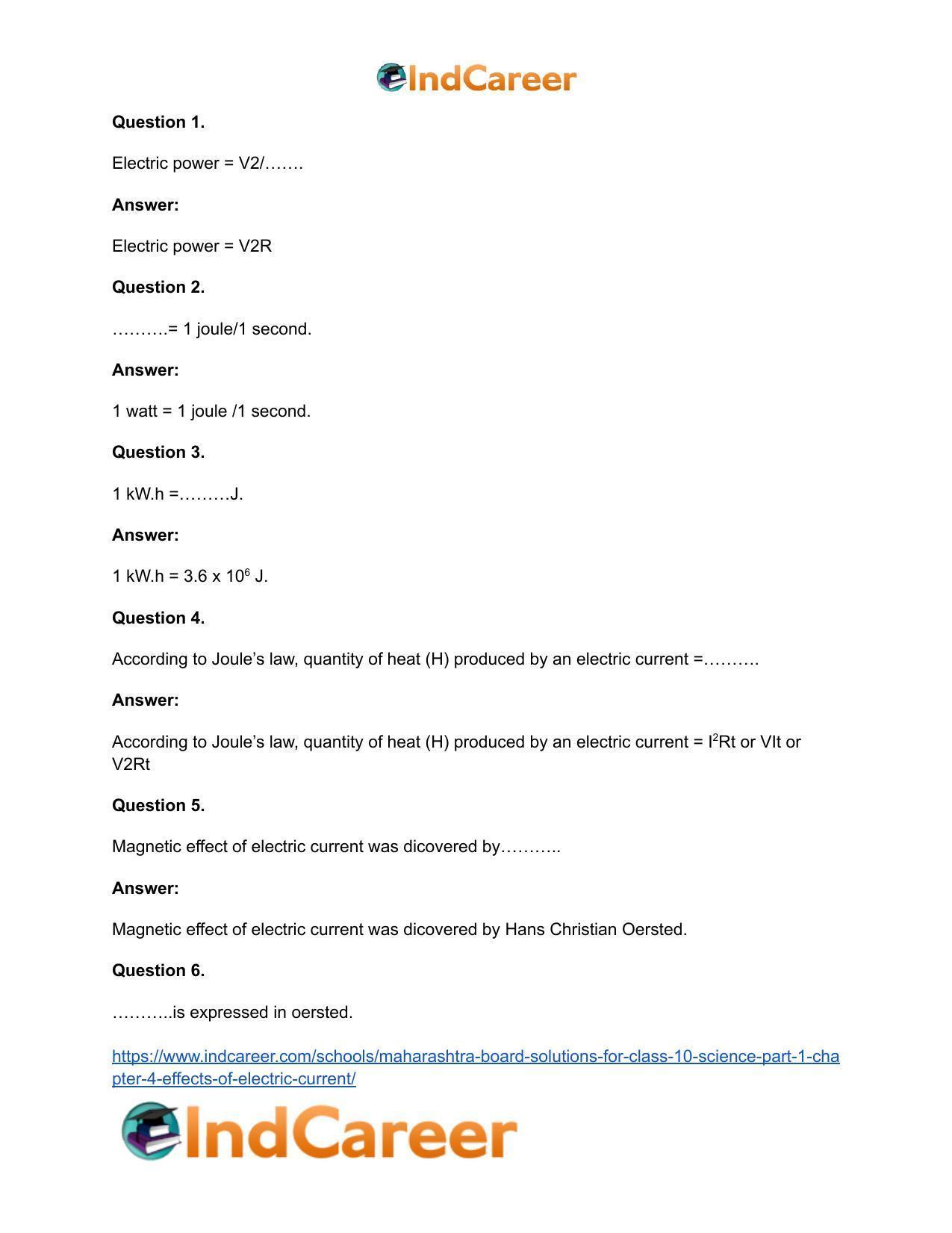 Maharashtra Board Solutions for Class 10- Science (Part 1): Chapter 4- Effects of Electric Current - Page 19