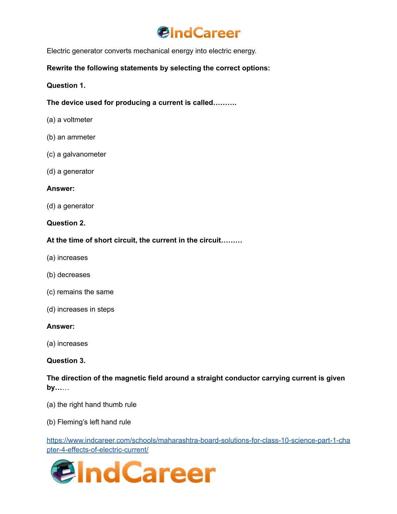 Maharashtra Board Solutions for Class 10- Science (Part 1): Chapter 4- Effects of Electric Current - Page 21
