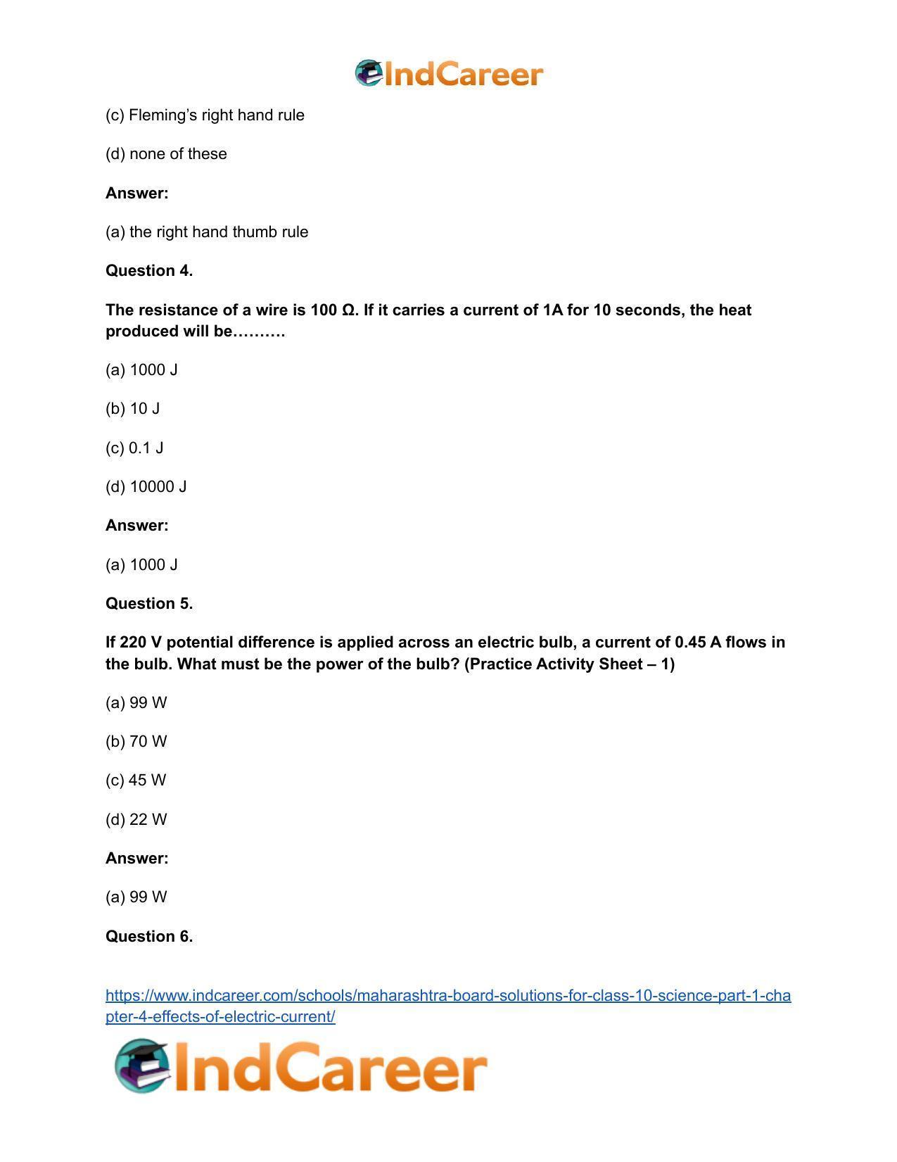 Maharashtra Board Solutions for Class 10- Science (Part 1): Chapter 4- Effects of Electric Current - Page 22