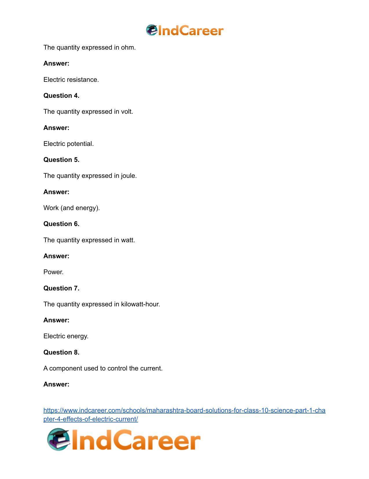 Maharashtra Board Solutions for Class 10- Science (Part 1): Chapter 4- Effects of Electric Current - Page 31