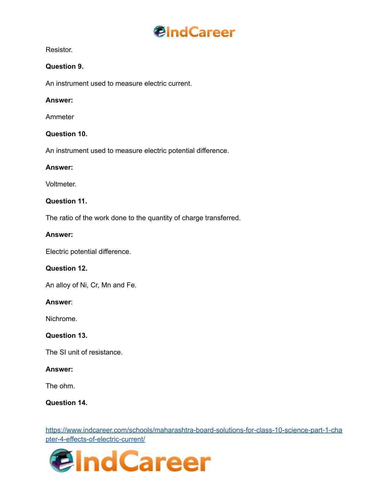 Maharashtra Board Solutions for Class 10- Science (Part 1): Chapter 4- Effects of Electric Current - Page 32