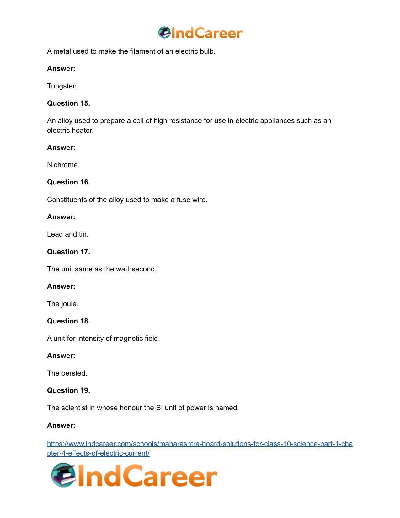 Maharashtra Board Solutions for Class 10- Science (Part 1): Chapter 4- Effects of Electric Current - Page 33