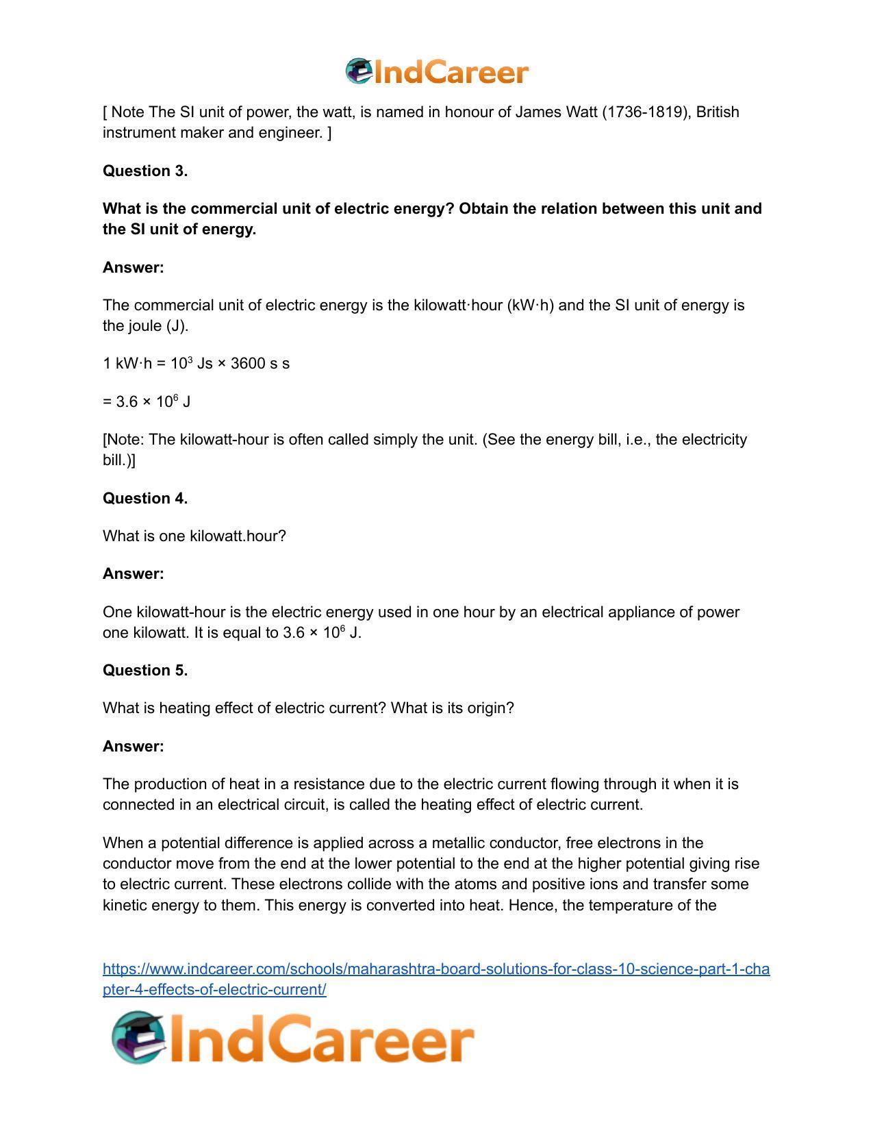 Maharashtra Board Solutions for Class 10- Science (Part 1): Chapter 4- Effects of Electric Current - Page 36