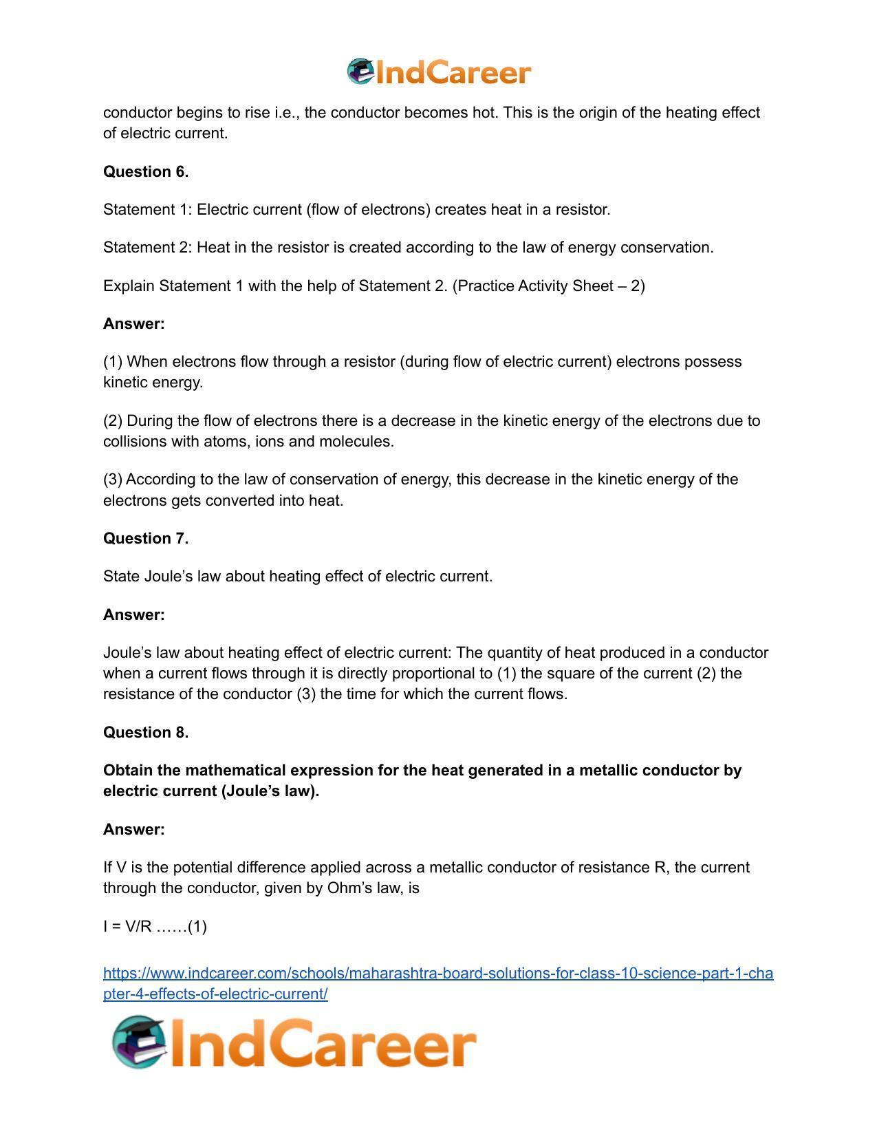 Maharashtra Board Solutions for Class 10- Science (Part 1): Chapter 4- Effects of Electric Current - Page 37