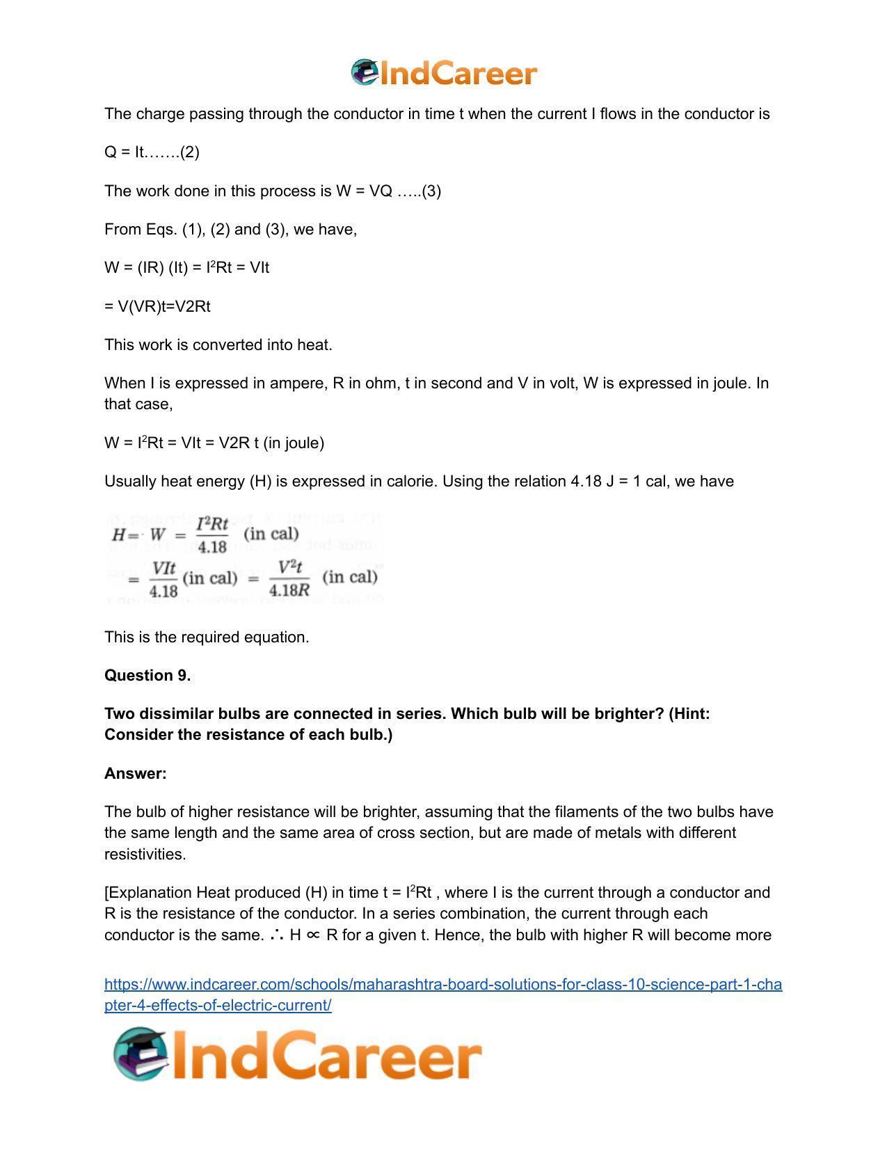Maharashtra Board Solutions for Class 10- Science (Part 1): Chapter 4- Effects of Electric Current - Page 38