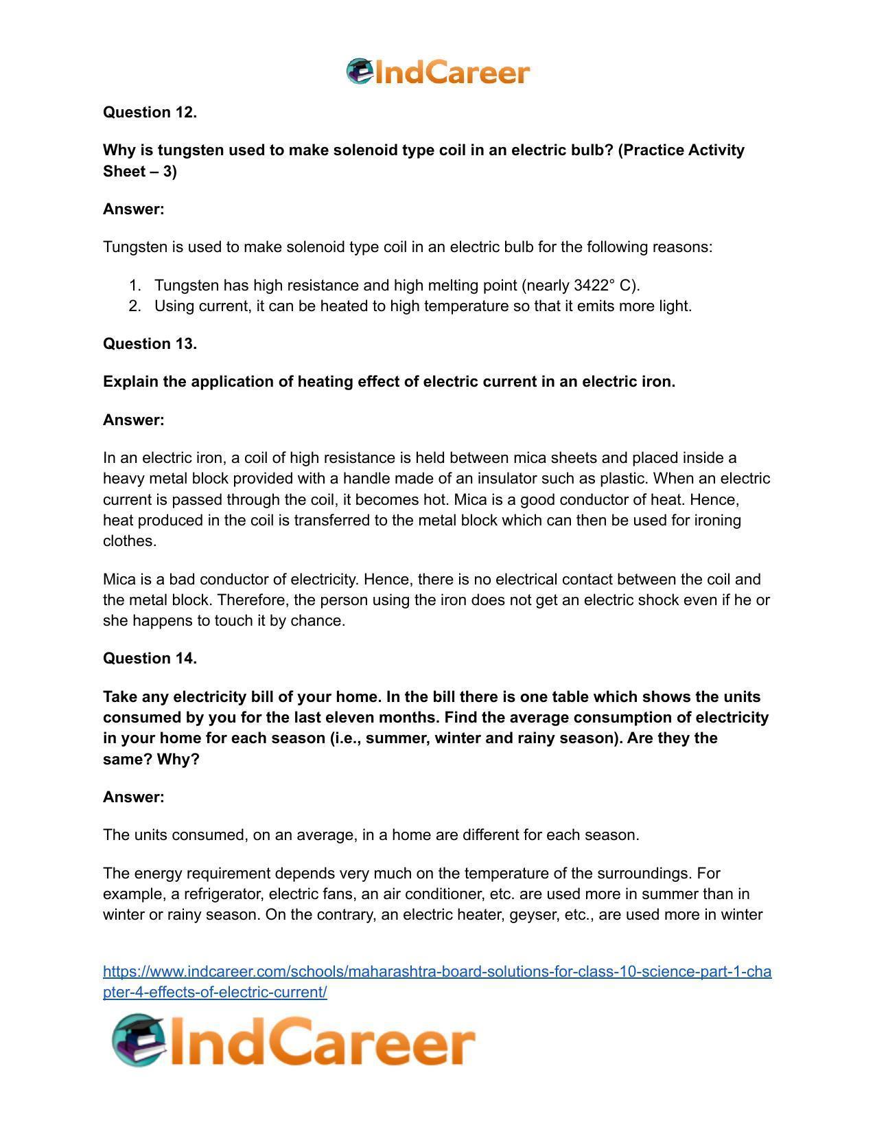 Maharashtra Board Solutions for Class 10- Science (Part 1): Chapter 4- Effects of Electric Current - Page 40