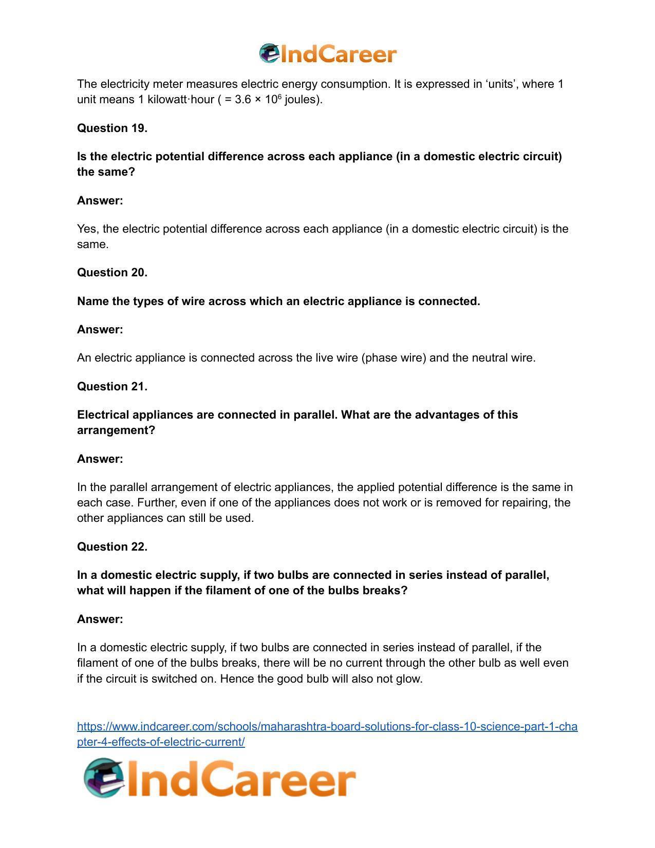 Maharashtra Board Solutions for Class 10- Science (Part 1): Chapter 4- Effects of Electric Current - Page 42