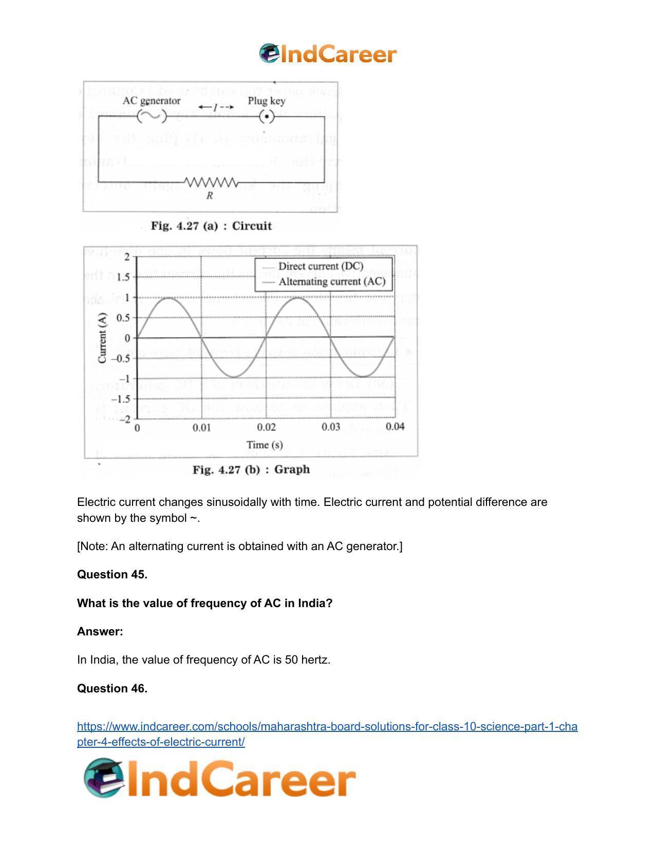 Maharashtra Board Solutions for Class 10- Science (Part 1): Chapter 4- Effects of Electric Current - Page 59
