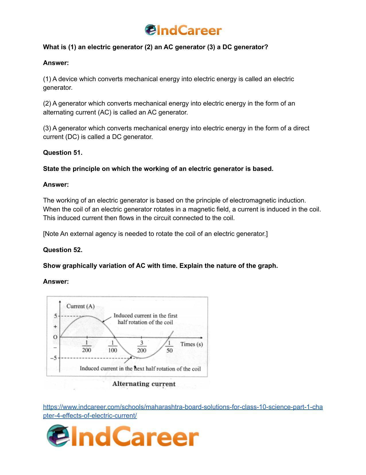 Maharashtra Board Solutions for Class 10- Science (Part 1): Chapter 4- Effects of Electric Current - Page 61