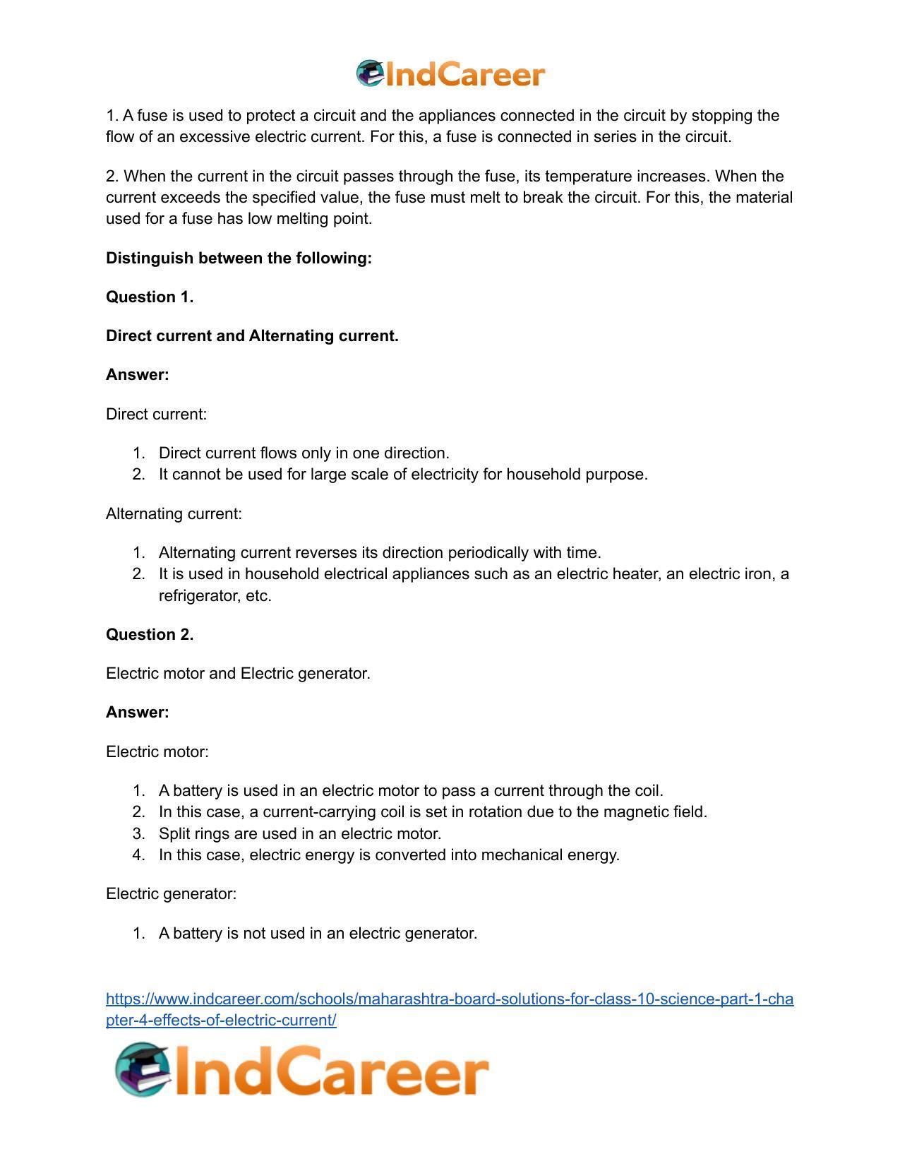 Maharashtra Board Solutions for Class 10- Science (Part 1): Chapter 4- Effects of Electric Current - Page 64