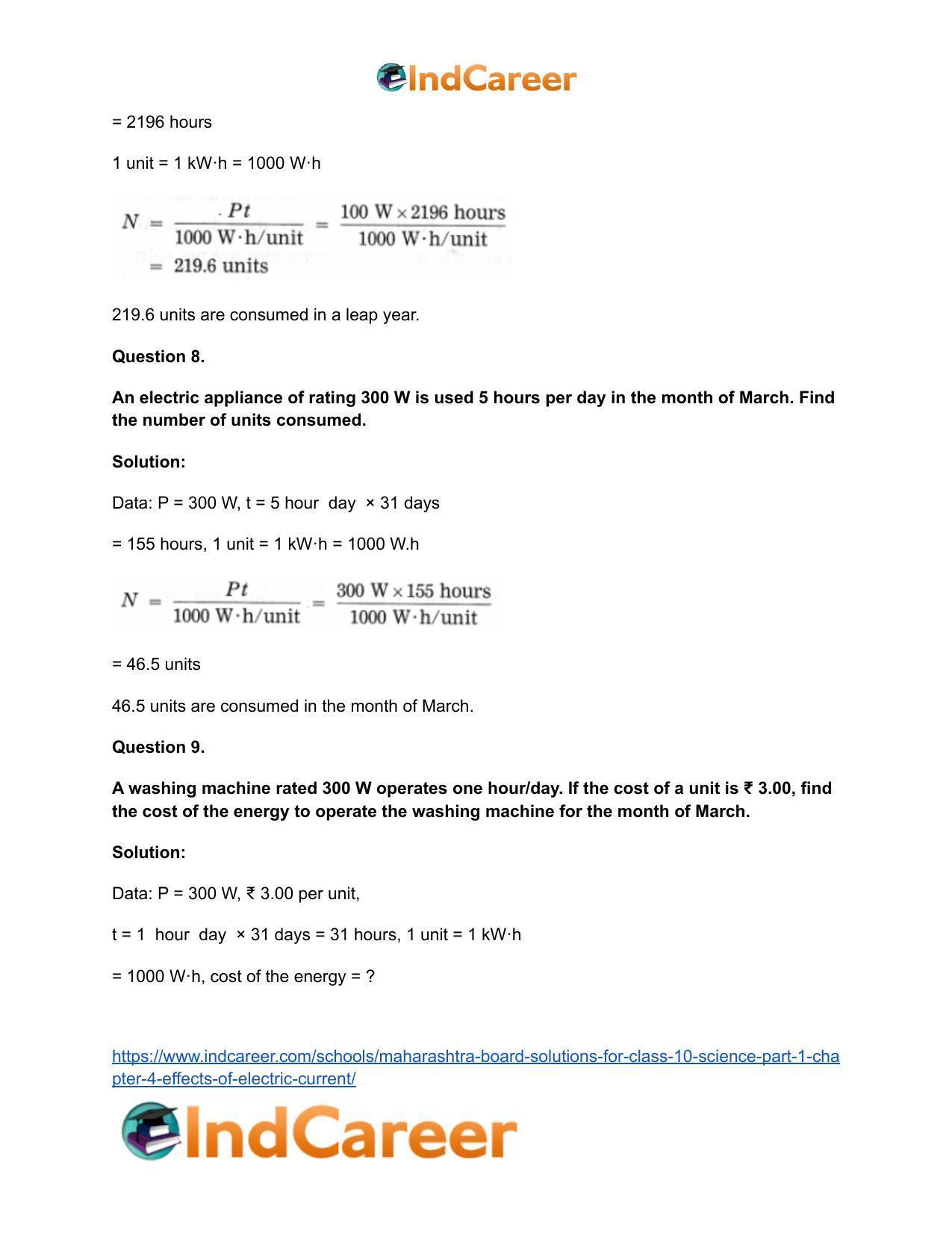 Maharashtra Board Solutions for Class 10- Science (Part 1): Chapter 4- Effects of Electric Current - Page 68