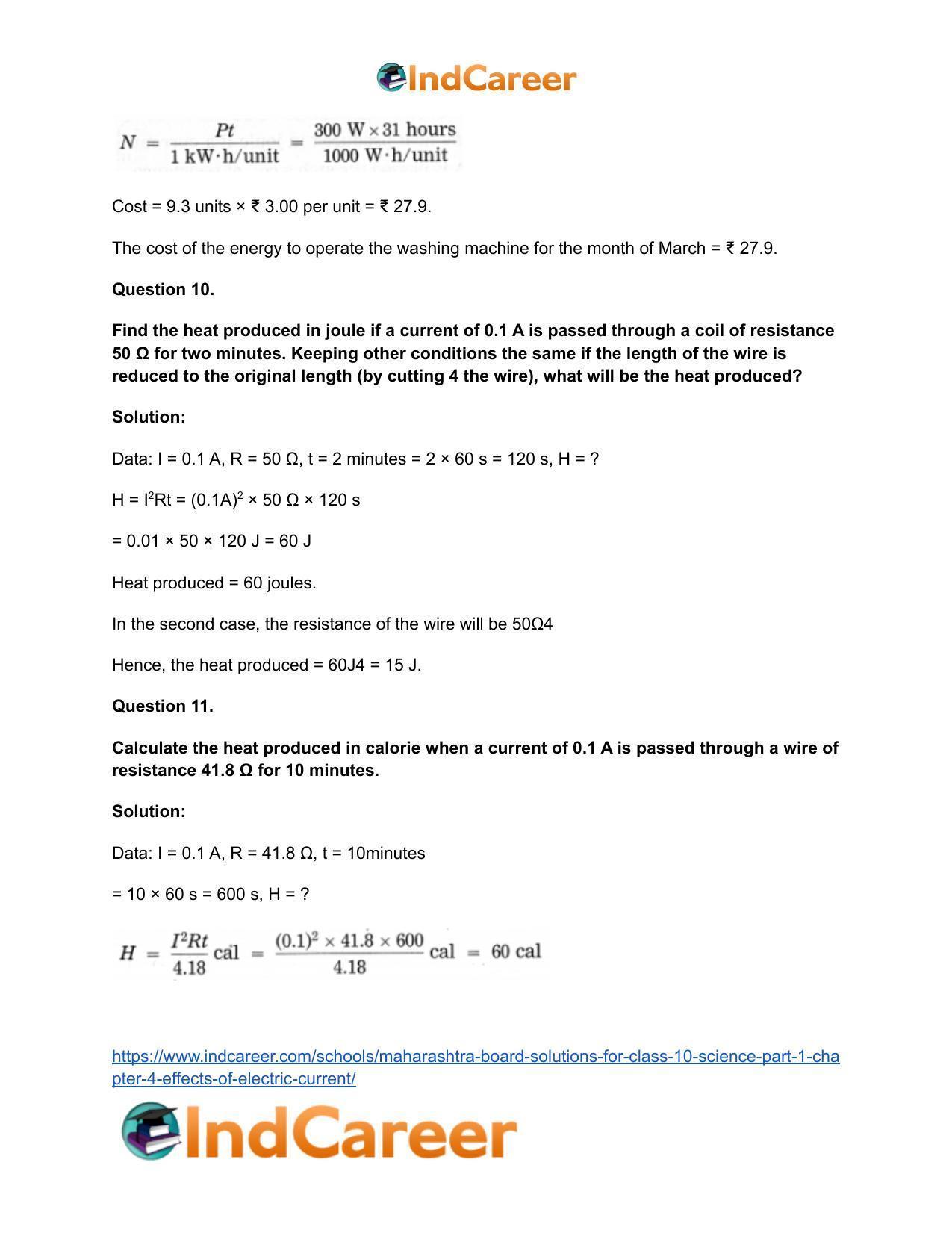 Maharashtra Board Solutions for Class 10- Science (Part 1): Chapter 4- Effects of Electric Current - Page 69