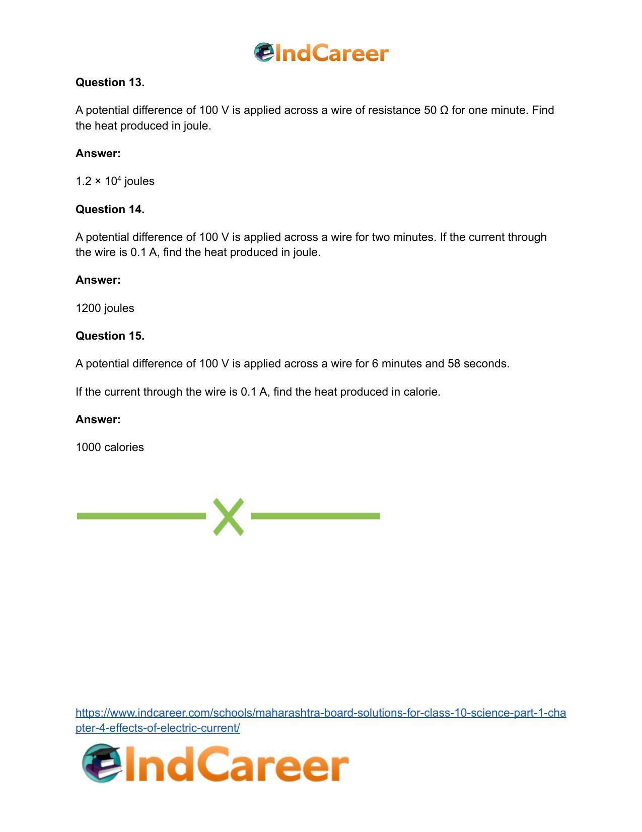 Maharashtra Board Solutions for Class 10- Science (Part 1): Chapter 4- Effects of Electric Current - Page 74