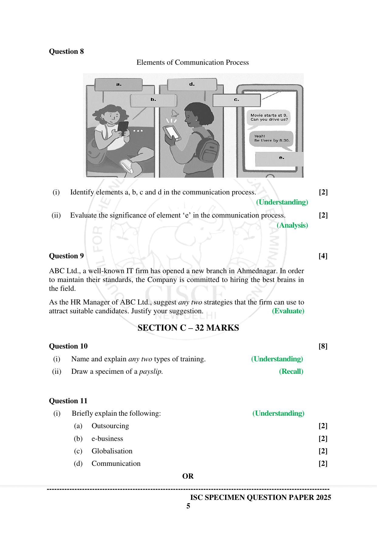 ISC Class 12 2025 BUSINESS STUDIES (SQP & AK) Specimen Paper - Page 5
