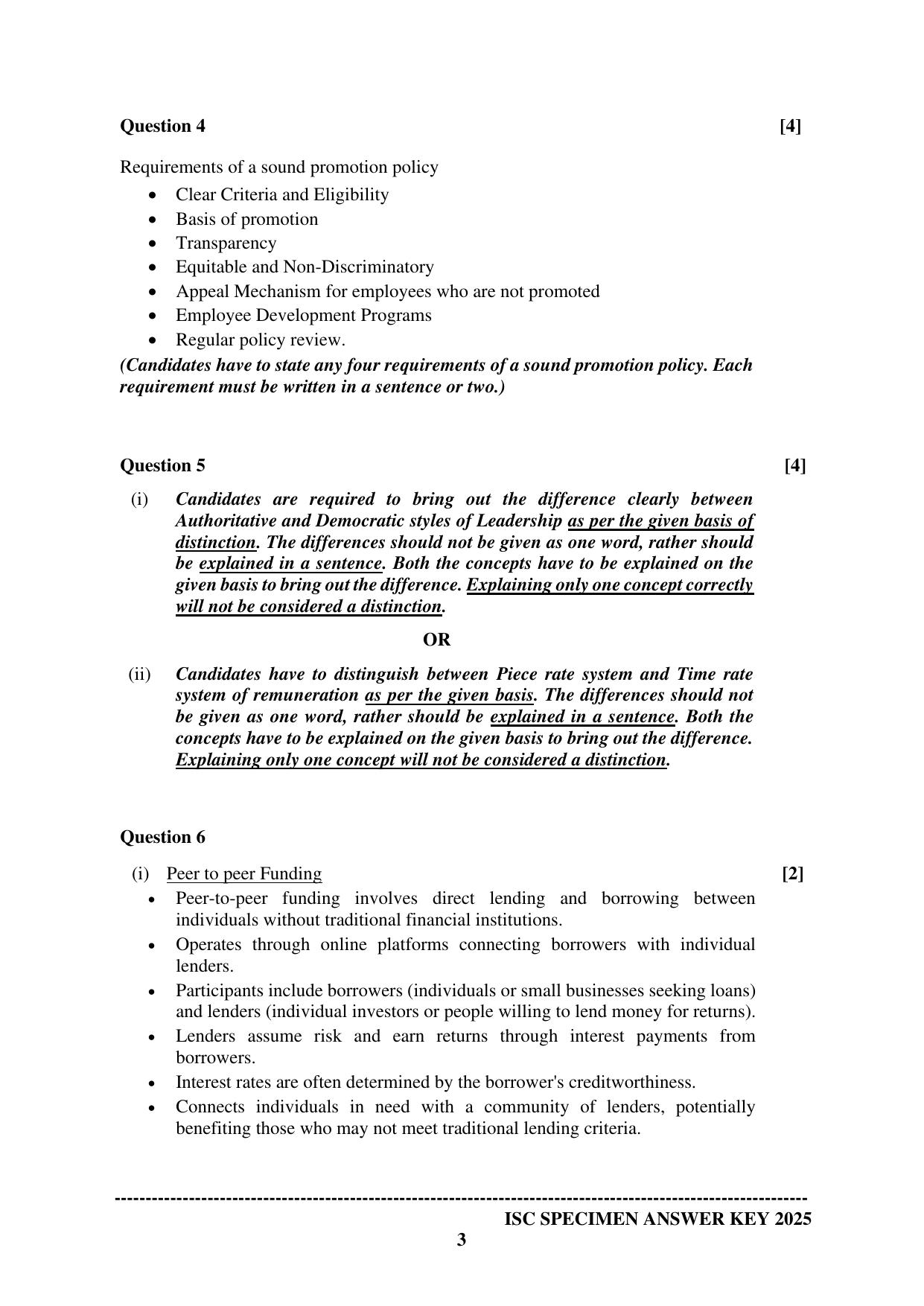 ISC Class 12 2025 BUSINESS STUDIES (SQP & AK) Specimen Paper - Page 9