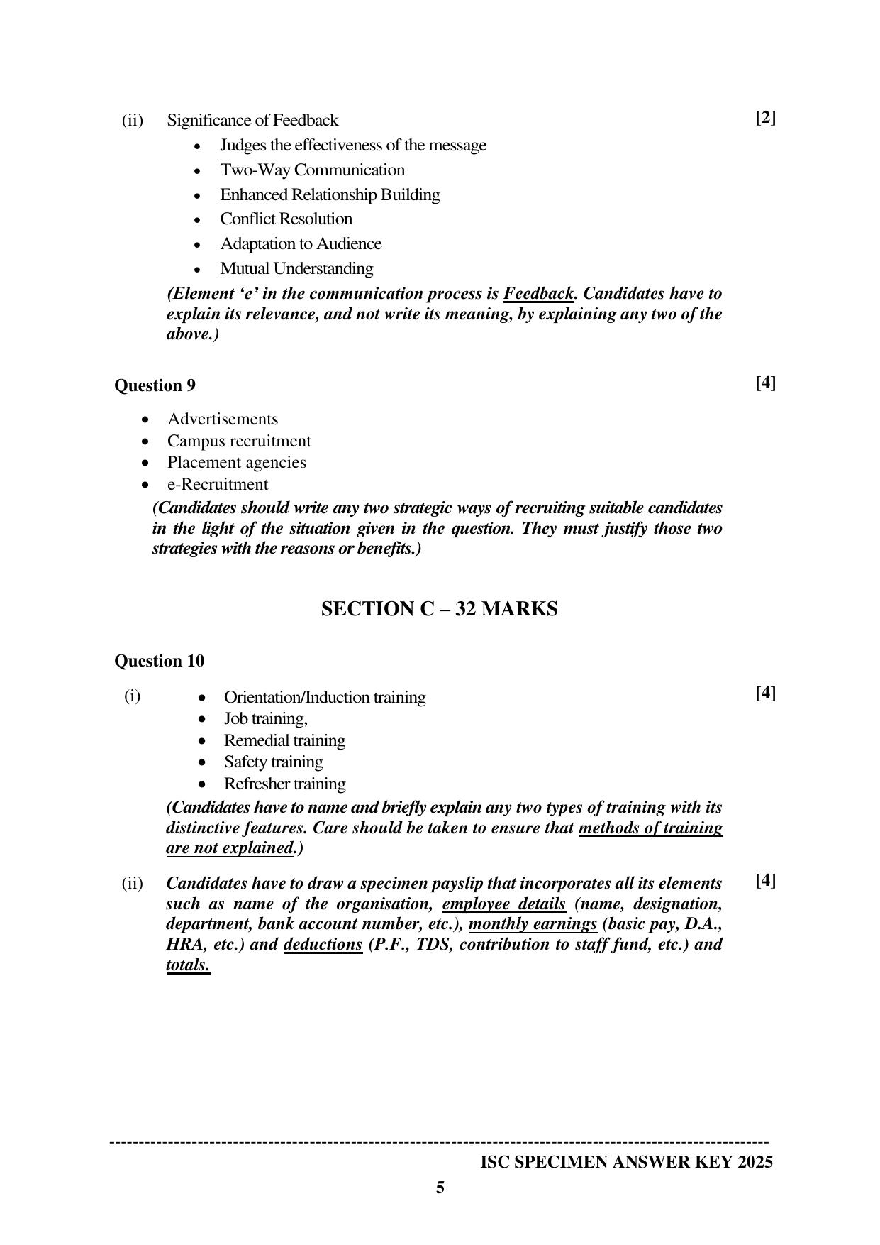 ISC Class 12 2025 BUSINESS STUDIES (SQP & AK) Specimen Paper - Page 11