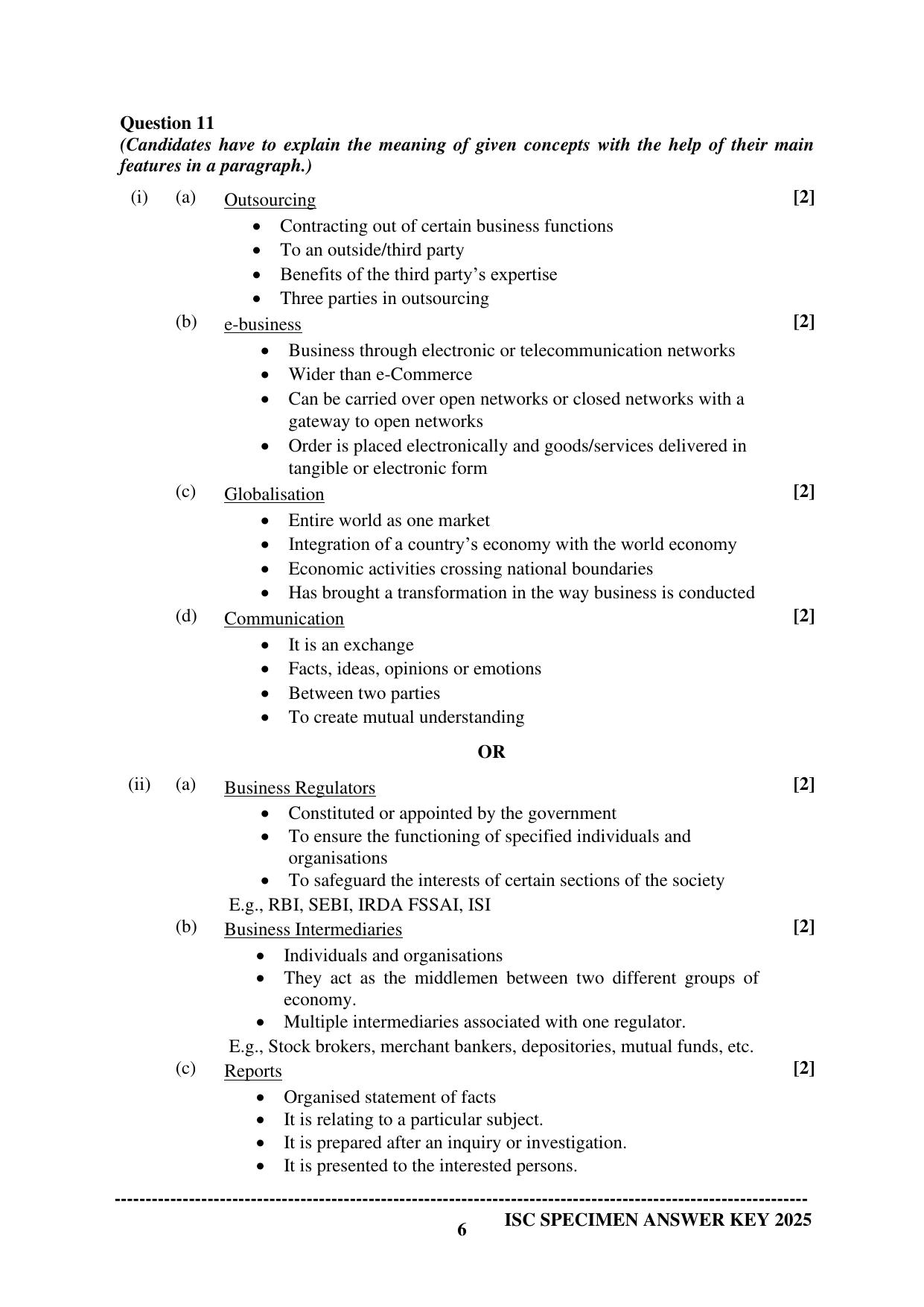 ISC Class 12 2025 BUSINESS STUDIES (SQP & AK) Specimen Paper - Page 12