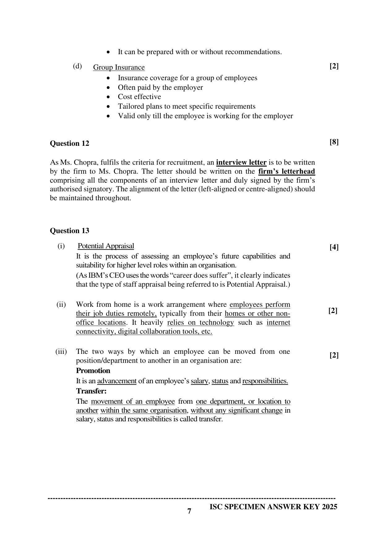 ISC Class 12 2025 BUSINESS STUDIES (SQP & AK) Specimen Paper - Page 13