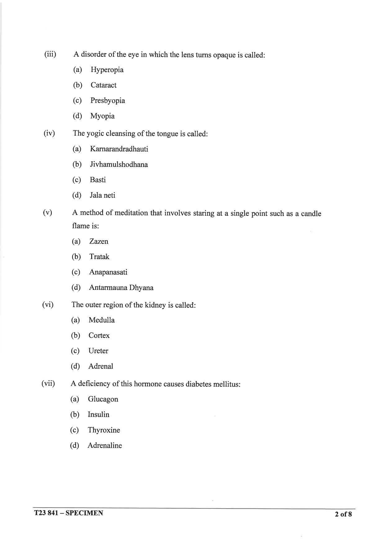 ICSE Class 10 Yoga Sample Paper 2023 - Page 2