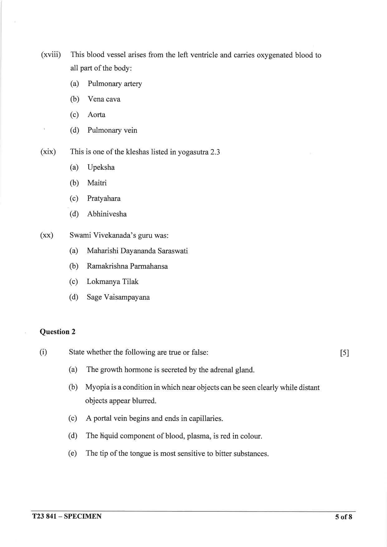 ICSE Class 10 Yoga Sample Paper 2023 - Page 5