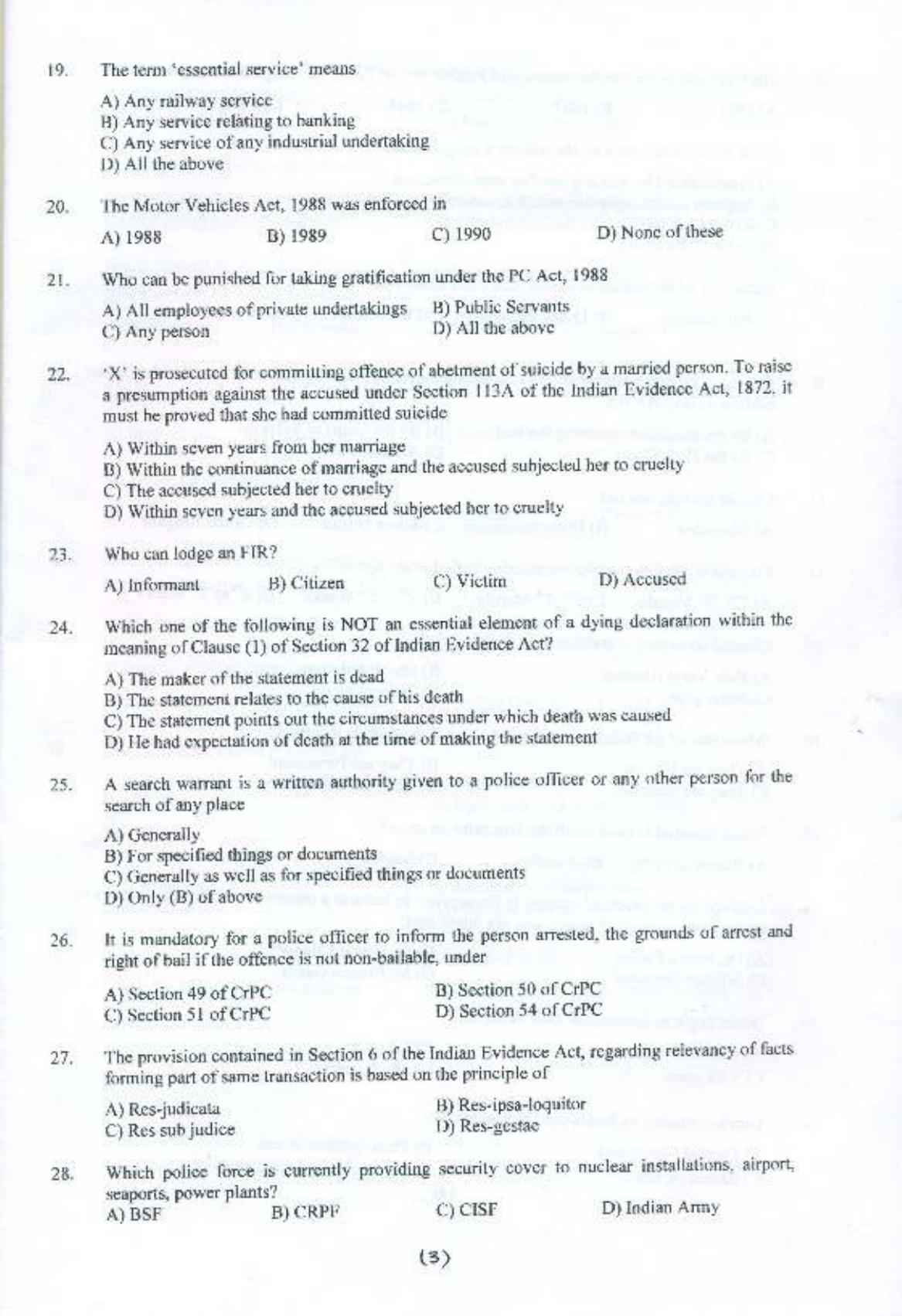 PU MPET Police Administration 2015 Question Paper - Page 4