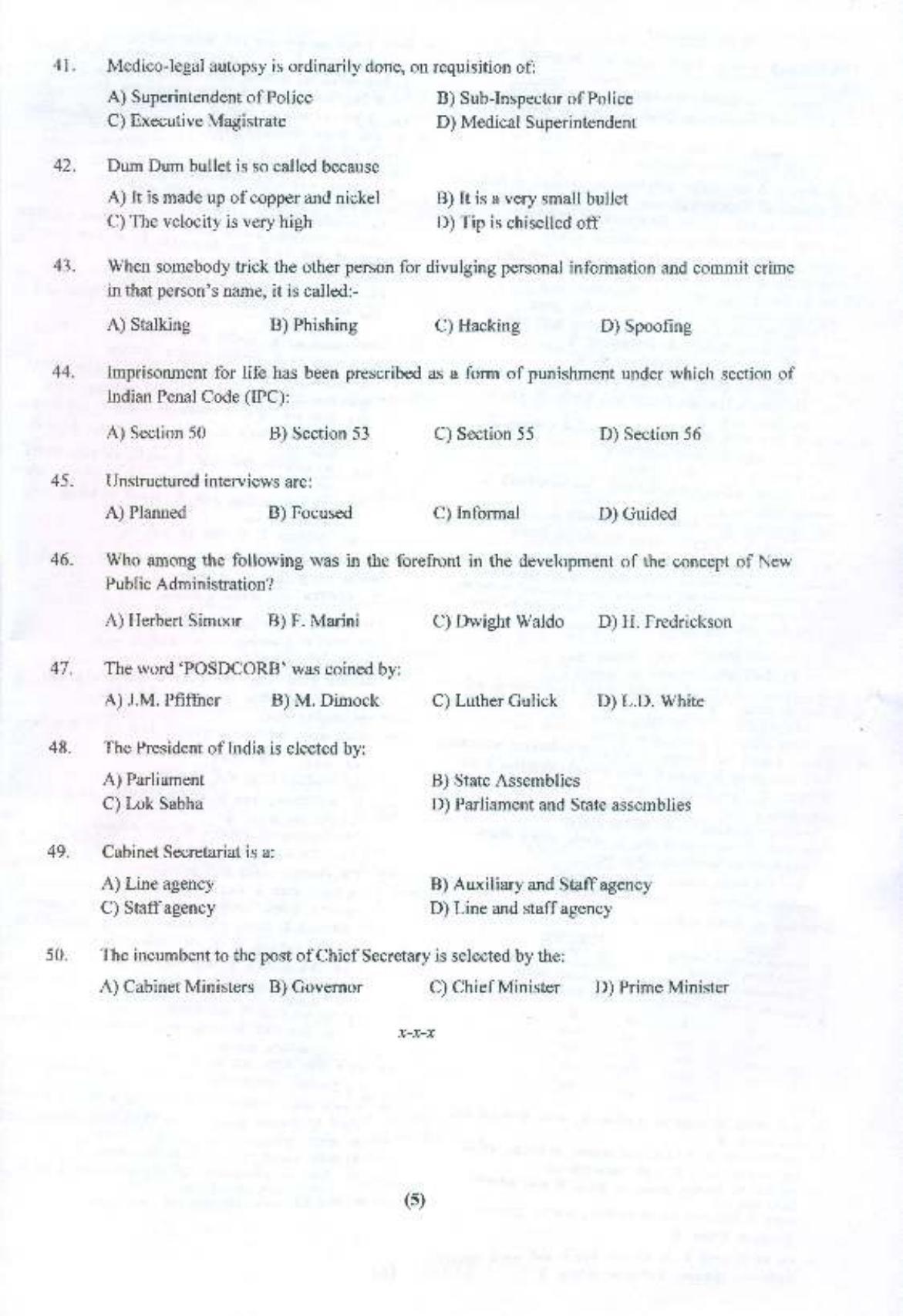 PU MPET Police Administration 2015 Question Paper - Page 6