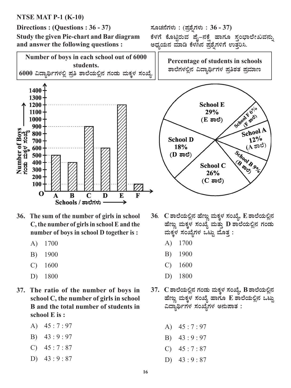 Karnataka NTSE MAT 2021 Question Paper - Page 16