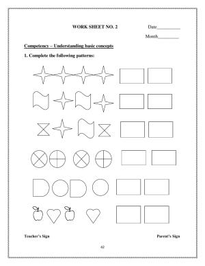 Worksheet for Class 1 Maths Patterns Assignment 2