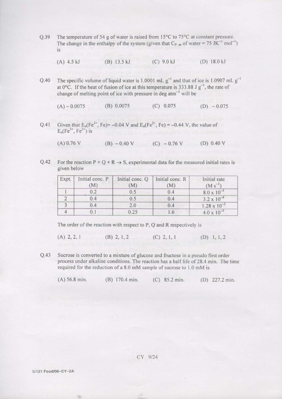 GATE 2007 Chemistry (CY) Question Paper with Answer Key - Page 9