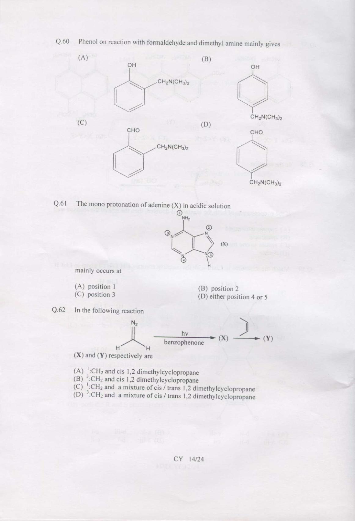 GATE 2007 Chemistry (CY) Question Paper with Answer Key - Page 14