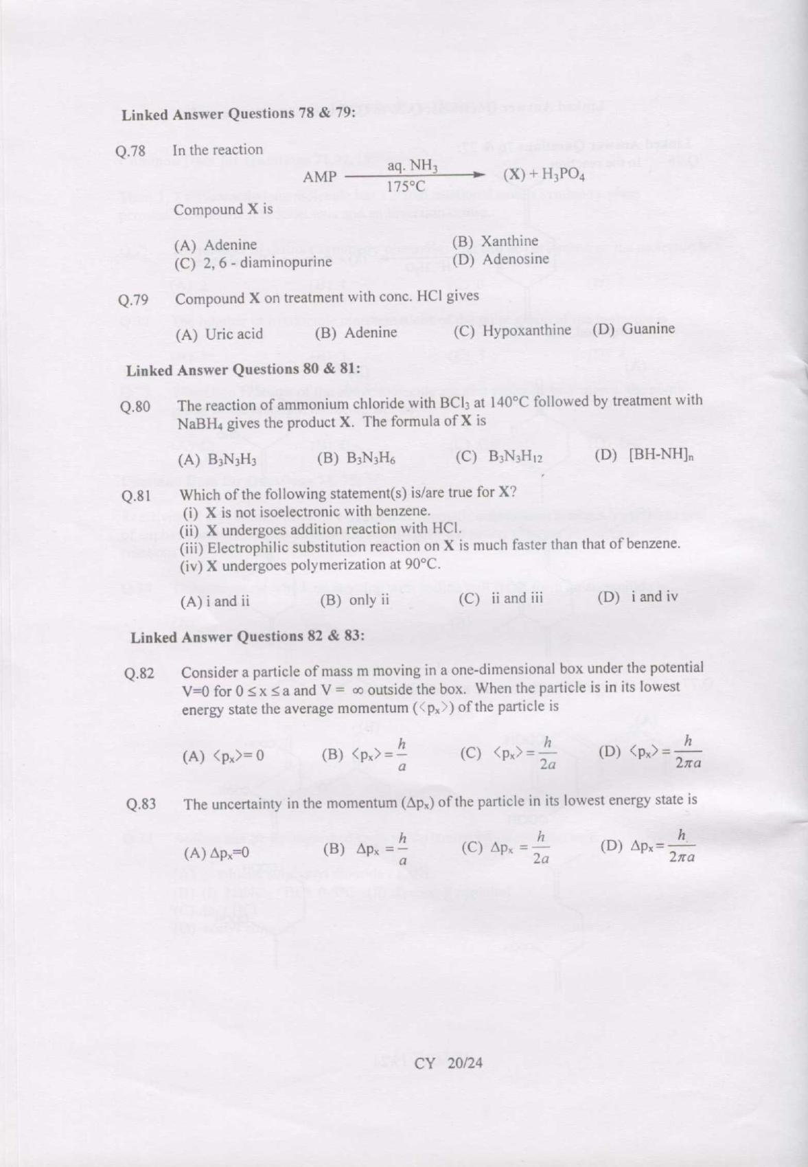 GATE 2007 Chemistry (CY) Question Paper with Answer Key - Page 20