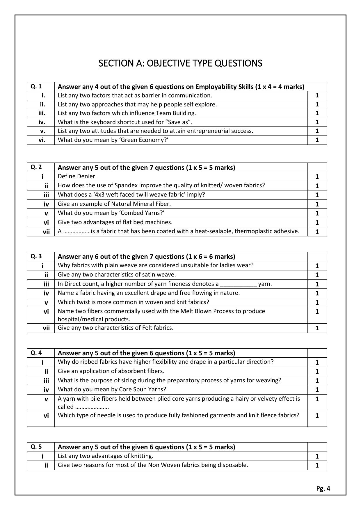 CBSE Class 11: TEXTILE DESIGN 2024 Sample Paper - Page 4