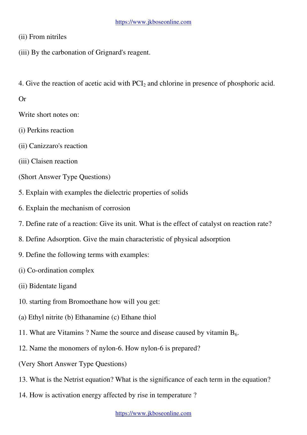 JKBOSE Class 12 Chemistry Question Papers 2011 (9318-A) - Page 2