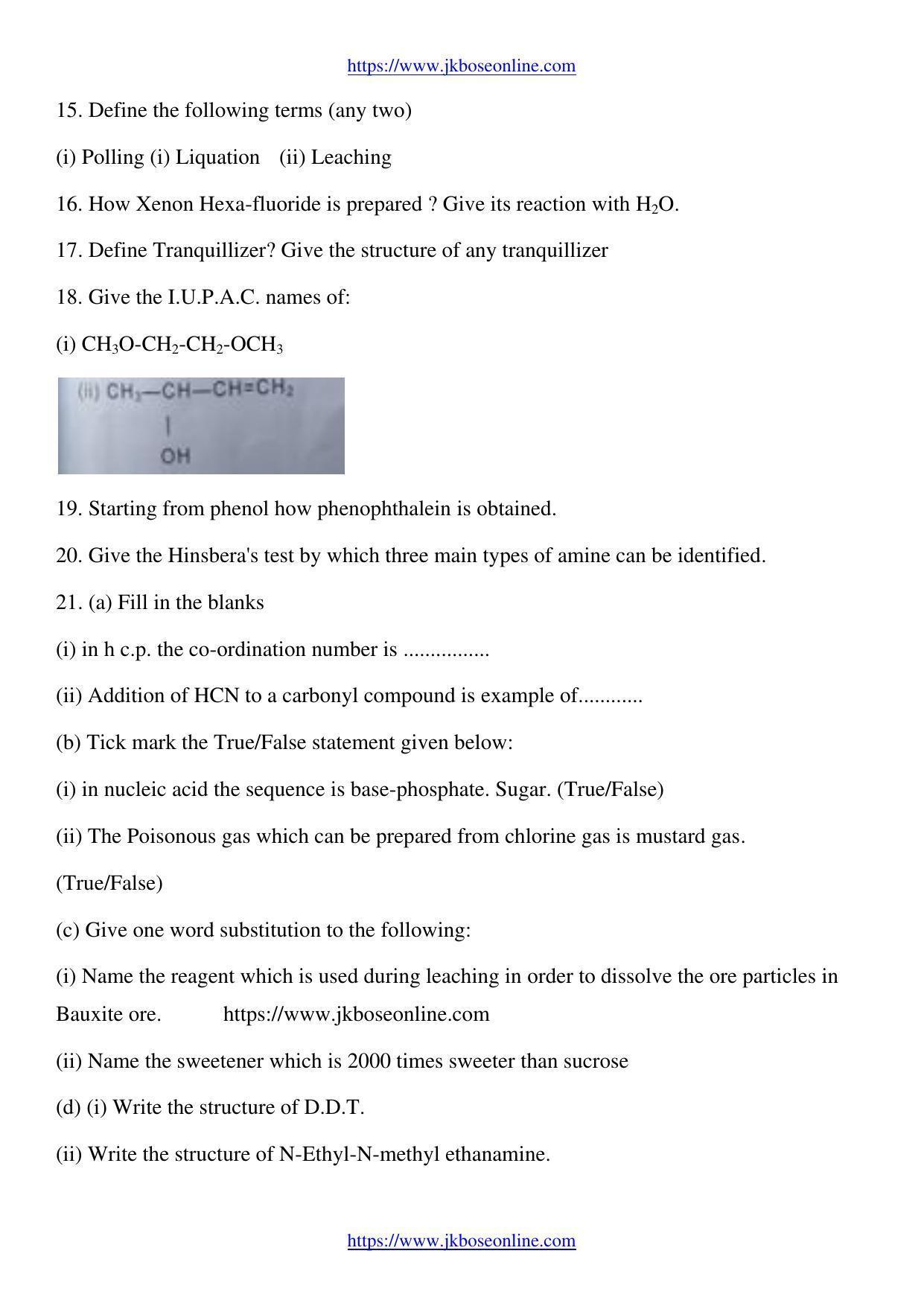 JKBOSE Class 12 Chemistry Question Papers 2011 (9318-A) - Page 3