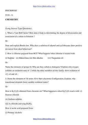 JKBOSE Class 12 Chemistry Question Papers 2011 (9318-A)