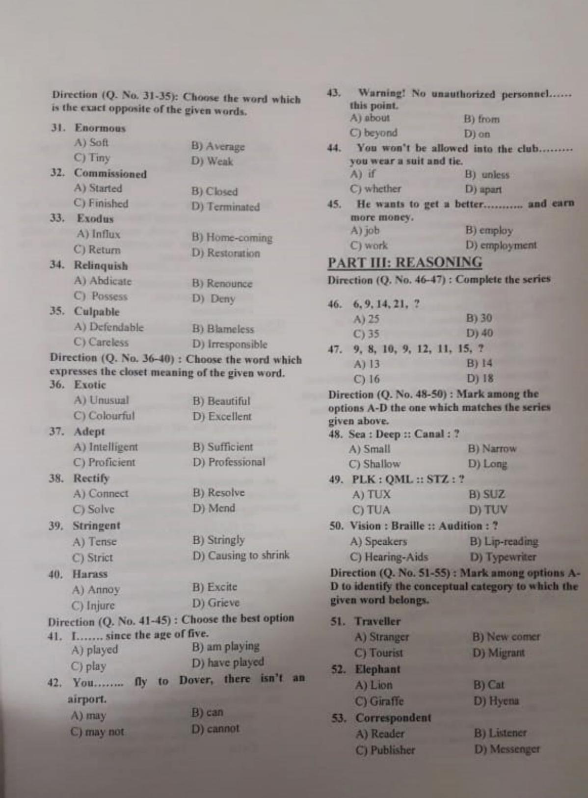 Geeta Law Admission Test (GLAT) 2018 Question Paper - Page 4