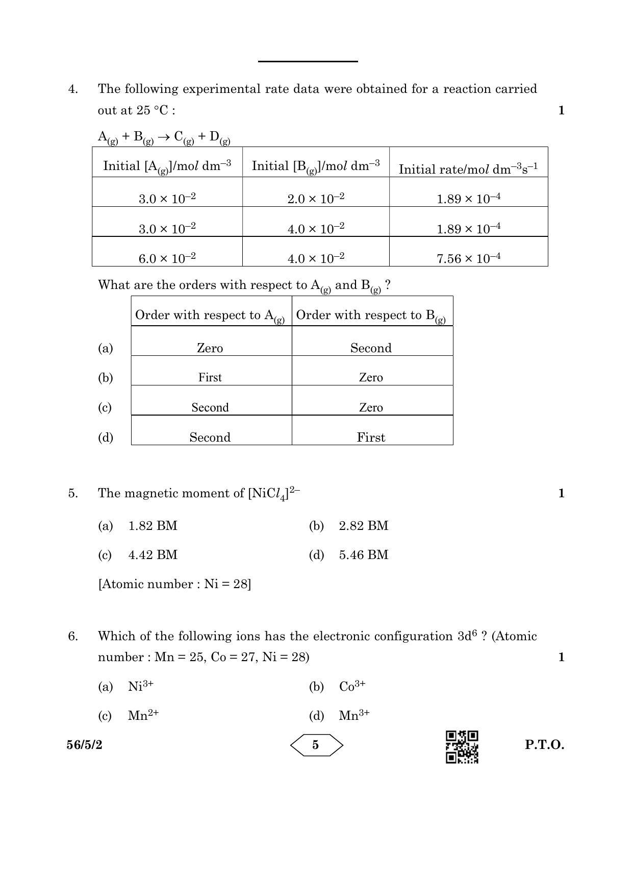 CBSE Class 12 56-5-2 Chemistry 2023 Question Paper - Page 5